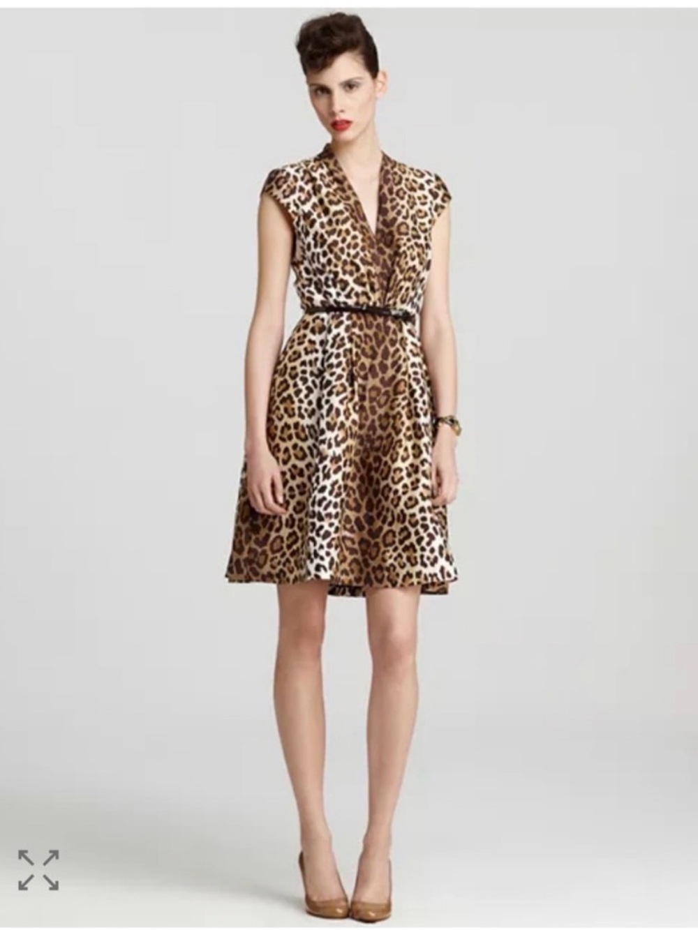 kate spade Leopard Print V-Neck Mini Dress - Brown/Black